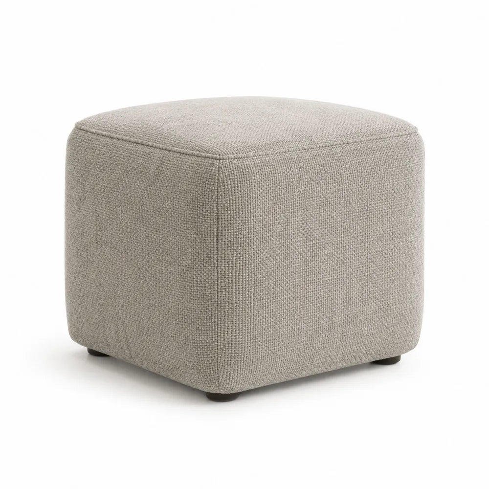 Repose-pieds pouf cube tissu bouclé polyester gris clair 40 x 40 x 40 cm pieds en polypropylène noirs