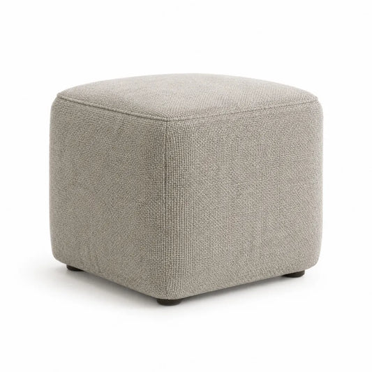 Repose-pieds pouf cube tissu bouclé polyester gris clair 40 x 40 x 40 cm pieds en polypropylène noirs